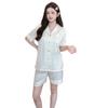 Summer dark pattern ice silk short-sleeved shorts pajamas women's loose loungewear set, thin breathable solid color two-piece set