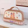 Cartoon Large Capacity Pen Bag Student Handheld Pen Bag Double Layer Storage Bag Cute And Simple Makeup Bag Stationery Box