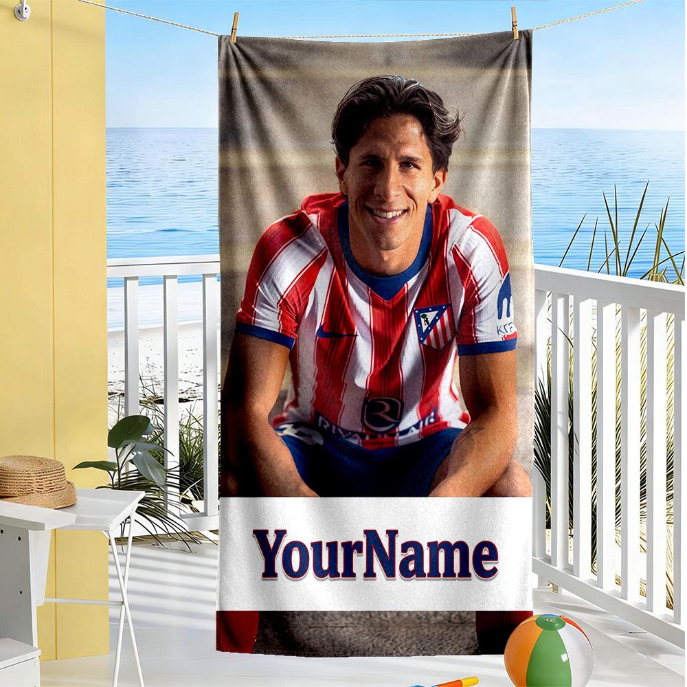 Atletico Madrid Personalized Name Beach Towel High Absorbency & Quick-Dry Suitable for Sports Travel Swimming Yoga Bathroom Beach And Pool