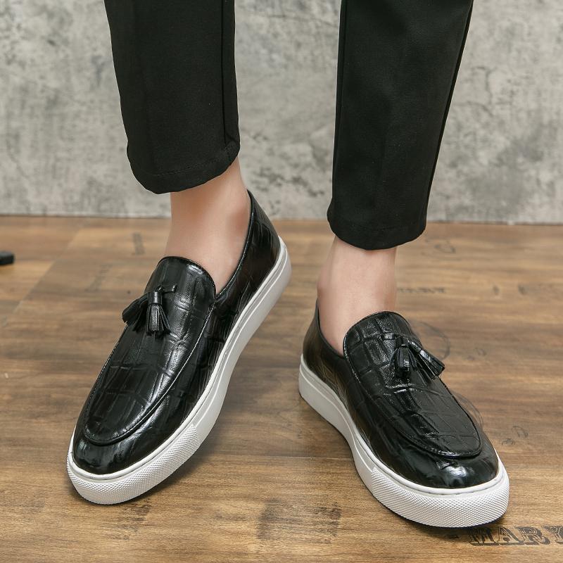 Size 38~47 Designer Luxury Mens Dress Casual Leather Sneakers Flats Platform Vulcanized Driving Skateboard Shoes for Men Loafers