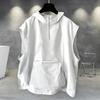 Мужской летний жилет с капюшоном на молнии и половиной планки без рукавов в стиле хип-хоп, жилет, однотонный быстросохнущий жилет с большими карманами
