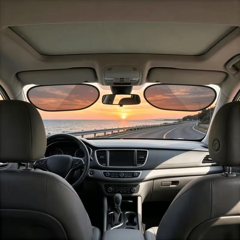 2pcs Anti-Glare Car Sunshade Effective UV Protection Clear Vision Sunlight Block for Safe Driving
