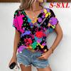 S-8XL Большие размеры Цветная 3D-принт футболка Женская уличная одежда Повседневные футболки Женские футболки Harajuku с V-образным вырезом Топы Одежда больших размеров