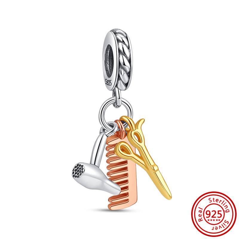 925 Copper Love Dreams Palette Crayon Music Guitar Piano Sports Pendant Beads Fit Original Pantaro Charms Bracelet DIY Zircon