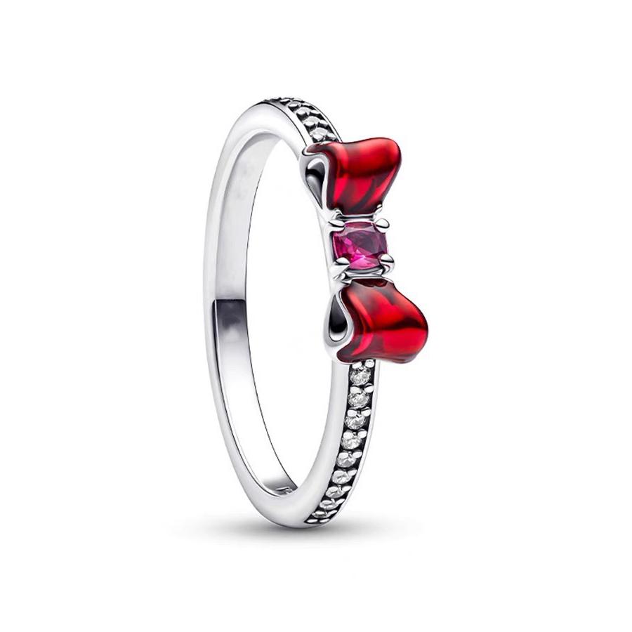 Серебро 925 Красные Розовые Белые Банты Кольцо Для Женщин Украшения Открытый Дизайн Свадебная Вечеринка Модный Подарок