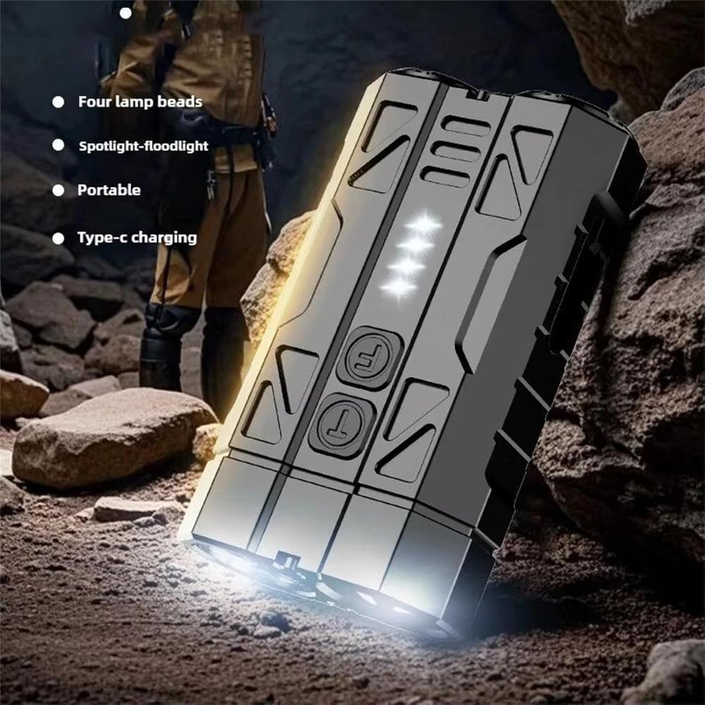 High-brightness pocket dual-mode outdoor flashlight, EDC flashlight, Type-C rechargeable, dual-switch spotlight and floodlight (1 piece)