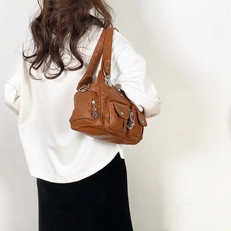 Летняя мода 2025 Синие наплечные сумки для женщин Маленькая сумка-шоппер Однотонная из мягкой кожи Сумка-кроссбоди Дамская дорожная сумка-тоут