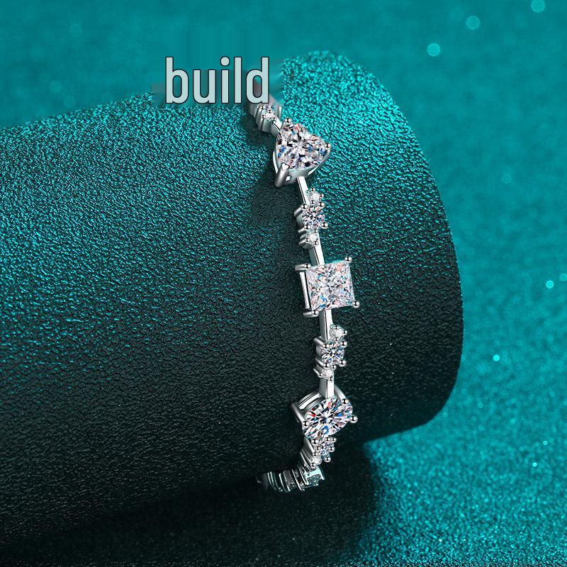 Браслет из стерлингового серебра 925 пробы с неправильным муассанитом для женщин - Позолоченный браслет из золота Pt950