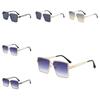 Fashionable Uv400 Black Lens Gold Frame Gradient Sunglasses Women's Oversized Street Snap Eye Glasses