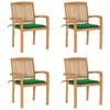 VidaXL Stackable Garden Chairs with Cushions 4 Pcs Solid Teak