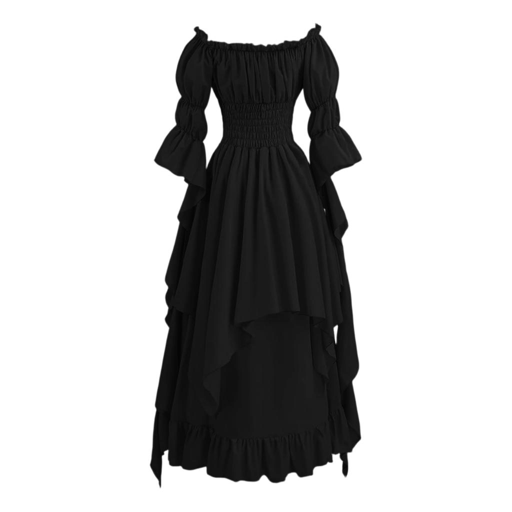 Women's Vintage Solid Color Lace Collar 3/4 Sleeve Cos Dress