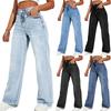 Women's High Waist Washed Women's Jeans Fashionable Versatile Straight Leg Pants