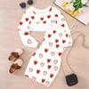Girls Cartoon 2 Piece Outfits, Long Sleeve Crop Top + Spaghetti Strap Bodycon Dress, Gradient Red Heart Print Party Dress Set