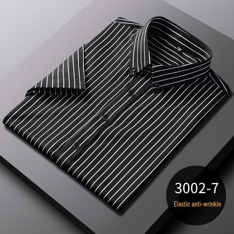 Мужская стрейчевая деловая рубашка: Полосатый с длинным или коротким рукавом, коллекция весна/лето