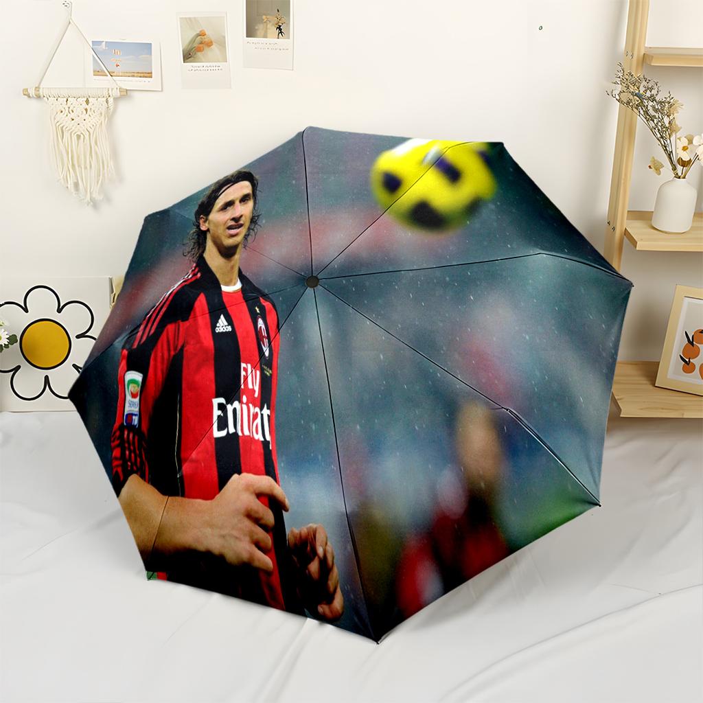 Real Madrid Player Portrait Automatic Umbrella Compact & Durable 8-Rib Design Lightweight All-Season Umbrella for Travel Fashionable