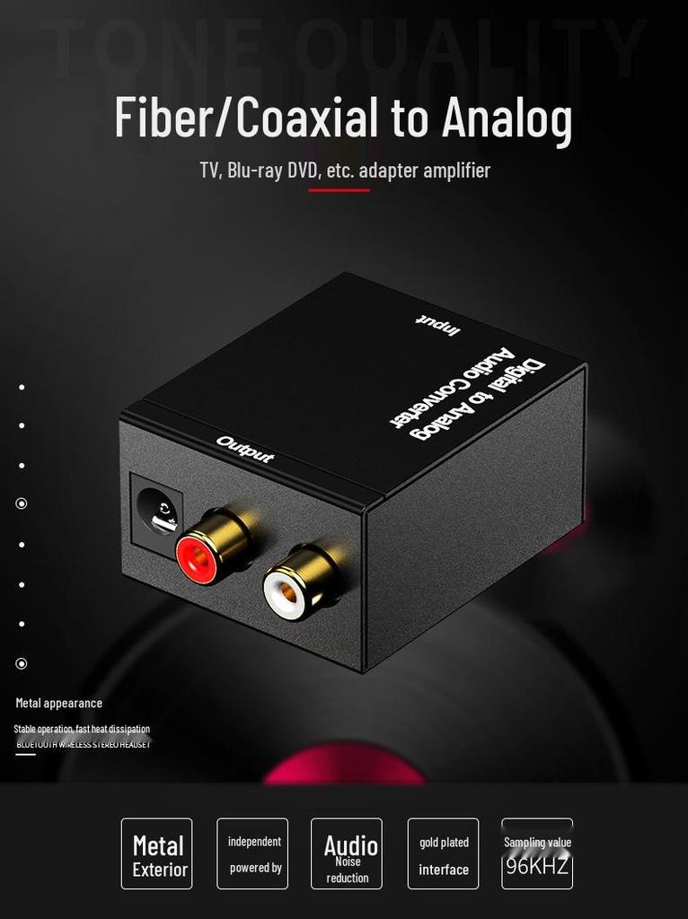 Цифро-аналоговый аудиоконвертер SPDIF Оптический на RCA Декодер для PS5