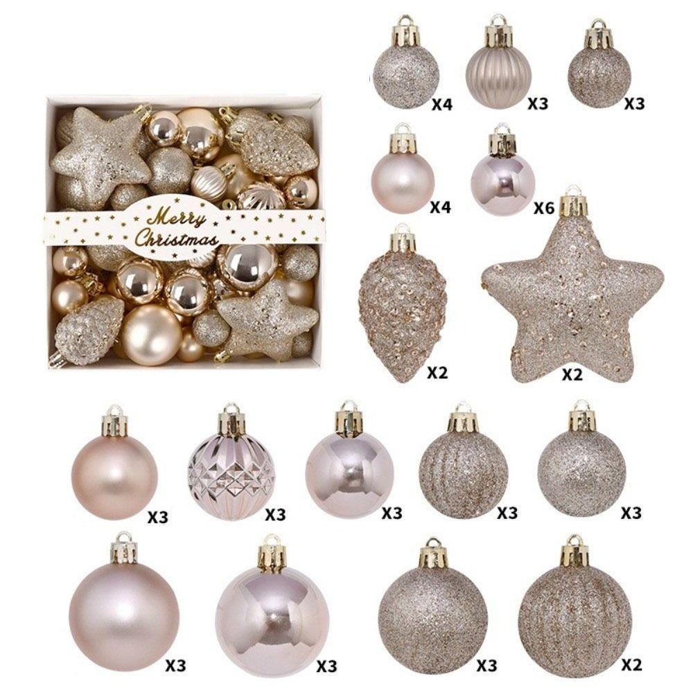 50Pcs/Set Star Xmas Tree Hanging Balls Shatterproof Christmas Tree Decoration Festival Ornament
