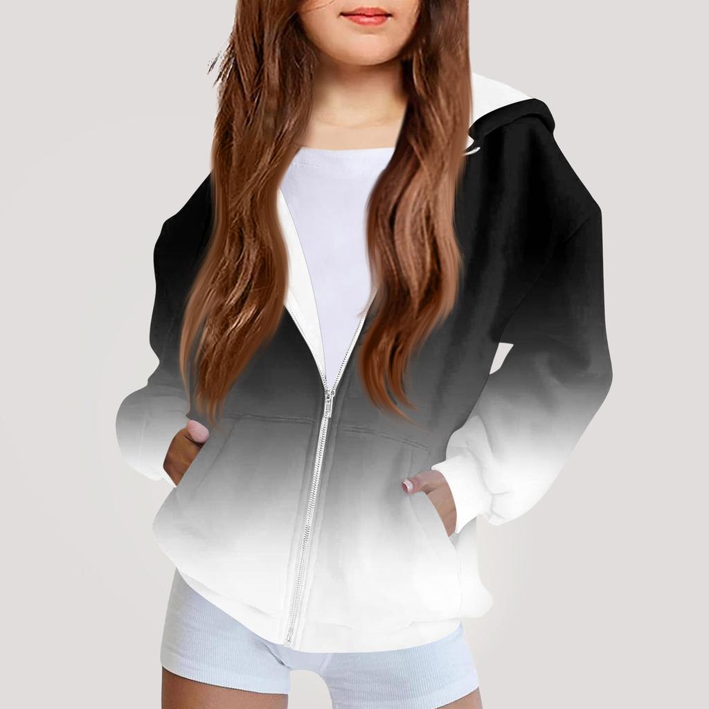 Children's Fashion Printed Long Sleeved Hooded Sweatshirt Girls' Hoodie Jacket