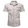 Summer Men's Short-sleeved Shirt Washed Cotton Military Loose Outdoor Tooling Shirt