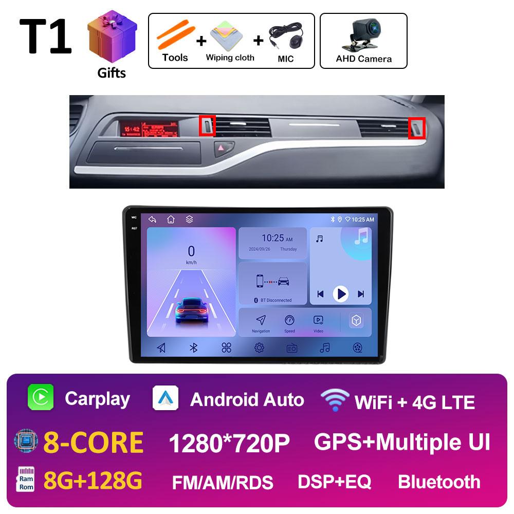 GPS Навигация Android 14 Для Citroen C5 2008 2009 2010 2011 2012 2013 - 2017 Автомобильный Мультимедийный Радио Видеоплеер QLED IPS Экран