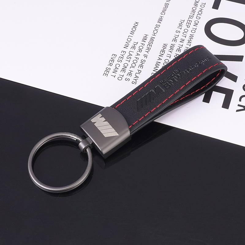 BBKQ7 Leather Car Key Keychainn Pendant Holder Gift For BMW M Performance E46 G80 F48 E84 G01 F30 G11 X1 X3 X5 X6 G07 Auto Accessories