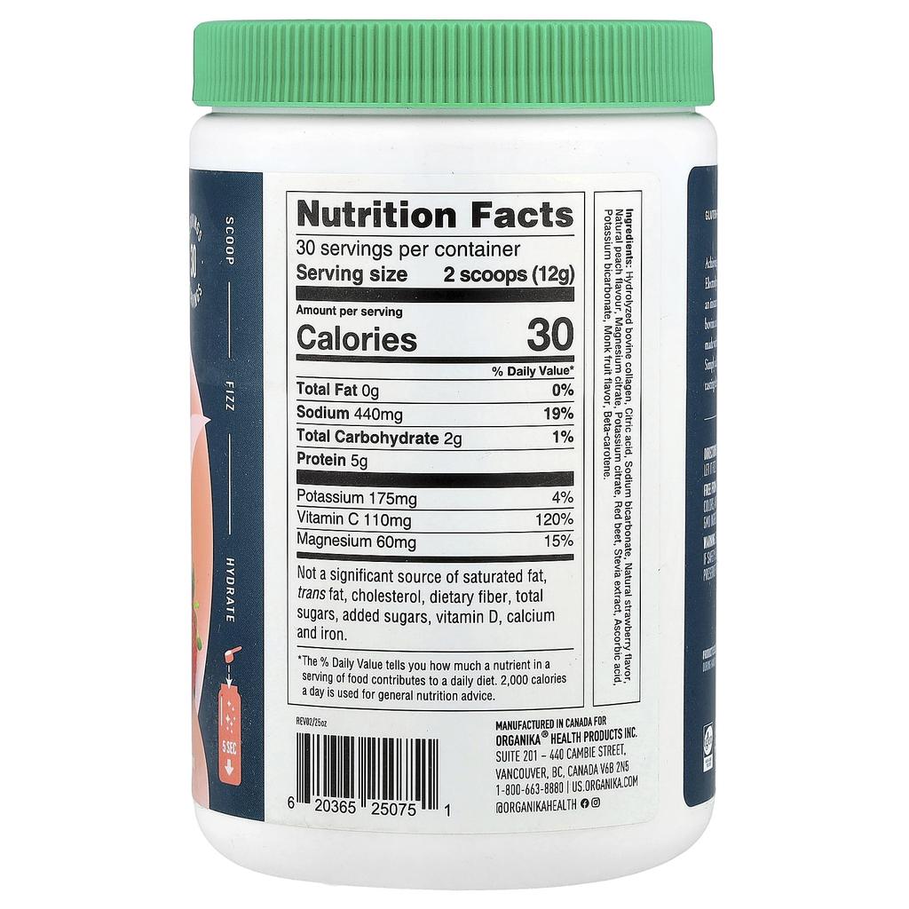 Electrolytes + Enhanced Collagen™, Juicy Strawberry Peach, 360G(12.7Oz)