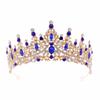 Retro Simple Elegant Blue Diamond Crown Bridal Headdress Female 18-Year-Old Princess Adult Birthday Crown Wedding Hair Accessories