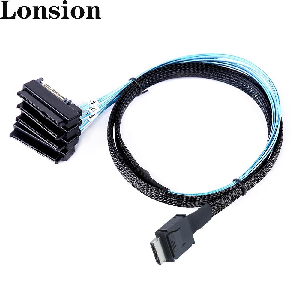OCuLink PCIe SFF-8611 4i to SAS 4X 8482 High-Speed HDD Conversion Cable