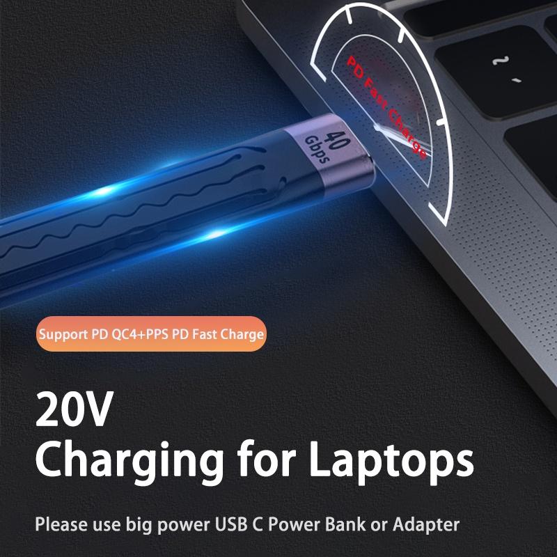 FONKEN Кабель для передачи данных USB 4.0 Gen3 PD 100 Вт, 5 А, кабель для быстрой зарядки с USB C на тип C, кабель Thunderbolt, кабель USB C, 40 Гбит/с, для передачи данных