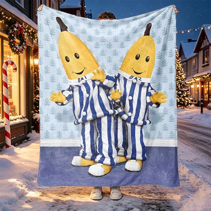 Bananas in Pyjamas Pattern Blanket for Home Decoration, Bed, Sofa, Car Travel, Camping, Suitable for All Seasons, Birthday Christmas Gift