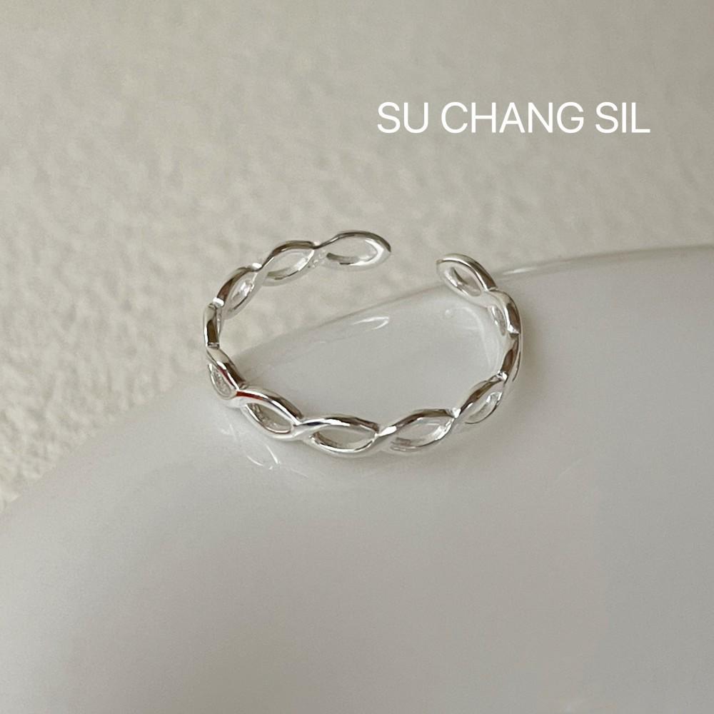 Серебряное кольцо Su Chuang S925 'Витая веревка' - Женское, Персонализированный дизайн, Универсальное, Тонкое, Открытое кольцо на указательный палец