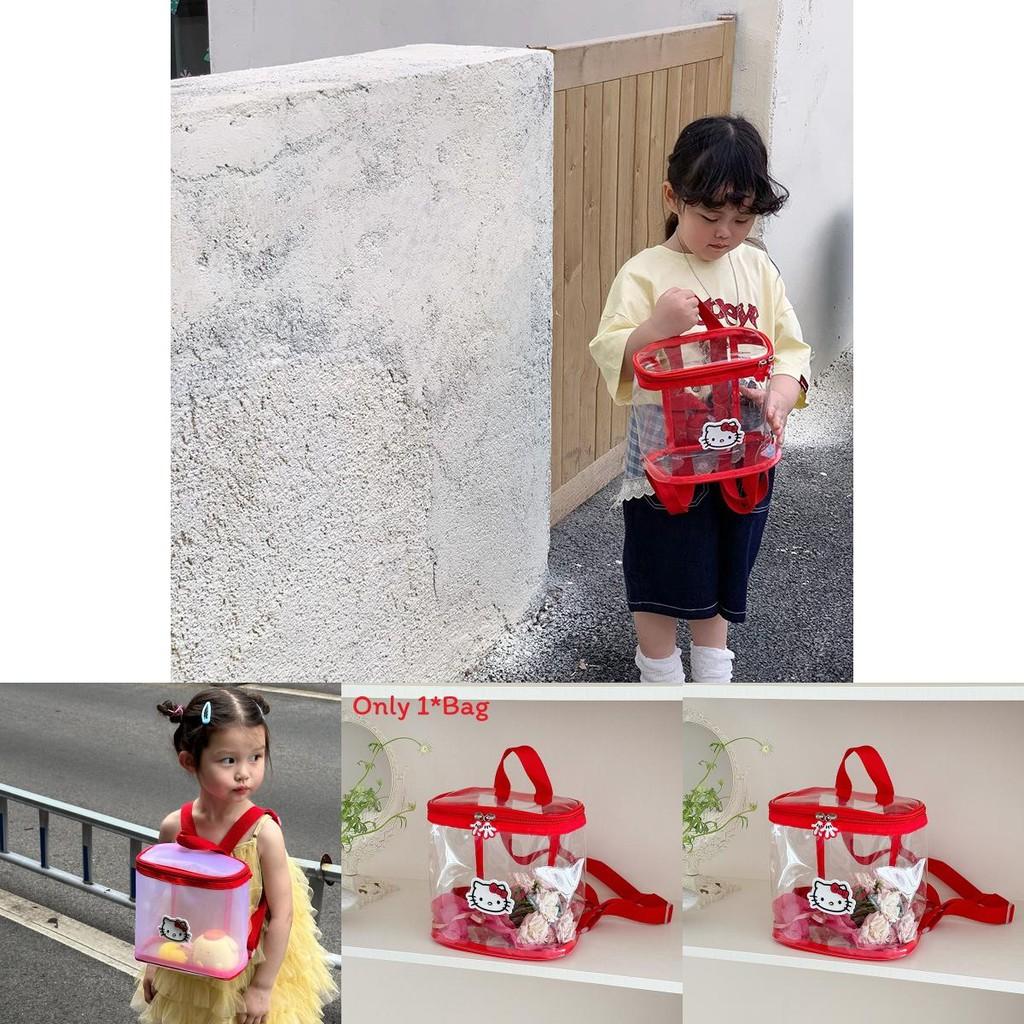 Прозрачный детский рюкзак с рисунком кошки Hello Kitty, из дышащего полиуретана, для детей детского сада