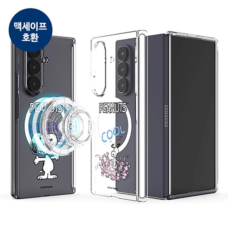 Snoopy & Charlie Cartoon Samsung Z Fold7 Clear Magnetic Phone Case