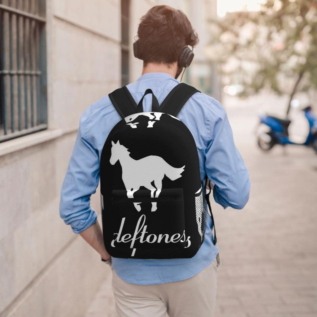Рюкзак-сумка Daypack из ПП с принтом черепа Deftone, белый, с символом Ома, большой вместимости, для детей, школьная сумка, наплечные сумки для мужчин и женщин