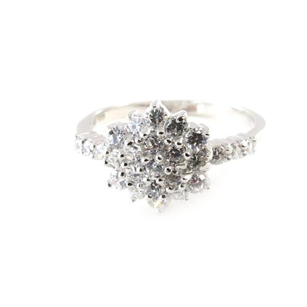 Серебряное кольцо "Богиня" белое серебро (родий) - 10 мм