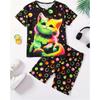 Children's set,3D Printing,O Neck,Short Sleeve,Casual,Lightweight Top,halloween,Hip Hop ,2-piece set,Fashion