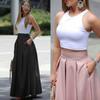 Spring and Autumn  Big Yards Solid Color OL Bustier High-waisted Half-body Skirt Pleated Long Skirt
