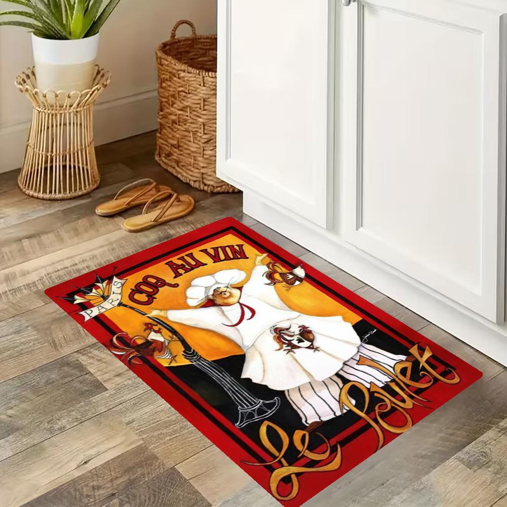 Chef Wine Kitchen Floor Mat Nonslip Washable Soft Carpet Doormat Suitable For Bedroom Living Room Kitchen And Bathroom Home Decor