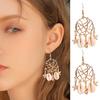 1 Pair Women Hook Earrings Star Fish Seeshell Hollow Out Dreamcatcher Shape Solid Color Electroplated