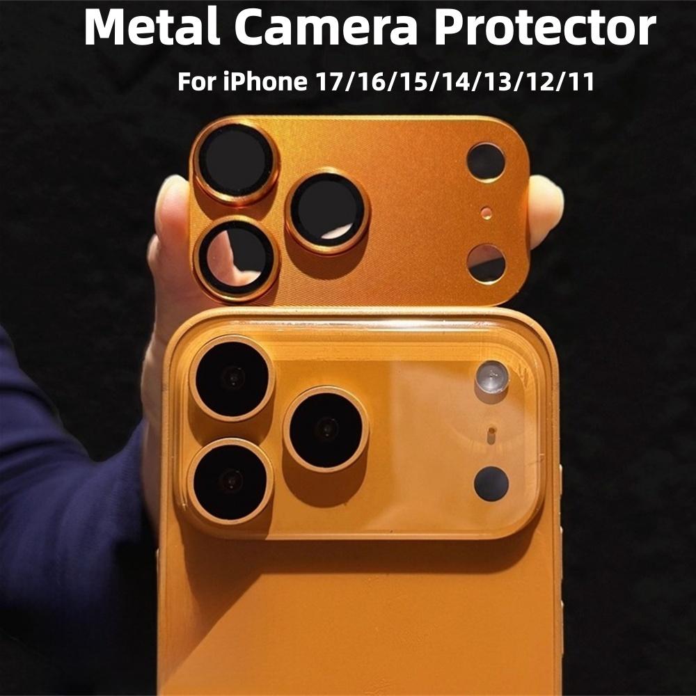 Металлическая защитная крышка для камеры с полным покрытием для iPhone 17 16 15 14 13 12 11, противоударная, защитный колпачок для линзы из высококачественного стекла