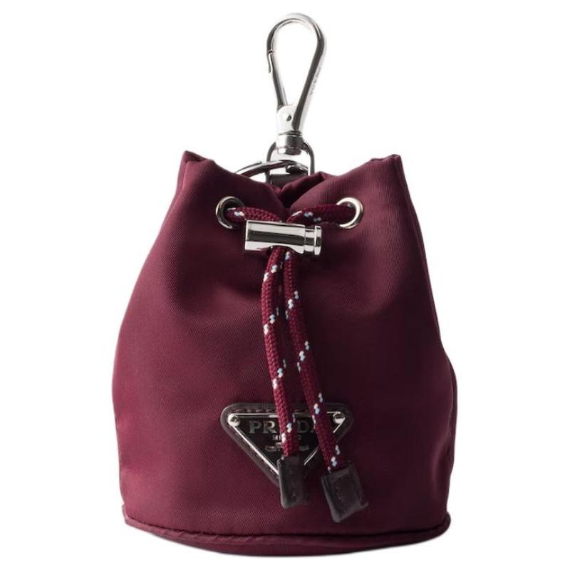 Prada Re-Nylon Speedrock Icon Enamel Metal Triangle Logo Fabric Bag Charm Bag Peripheral Mini Men's Bordeaux Red