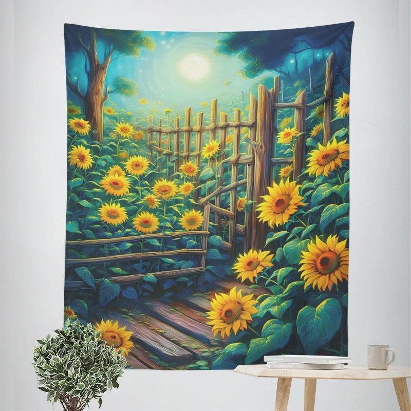 Декоративный гобелен с рисунком подсолнуха, украшение для дома, офис, гостиная, гобелен