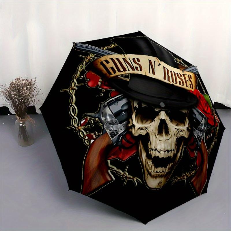 1pc Guns N' Roses Automatic Umbrella Durable Iron Frame & Plastic Handle, Gift for Men & Women, Sturdy Construction, Playful Design yy250826185