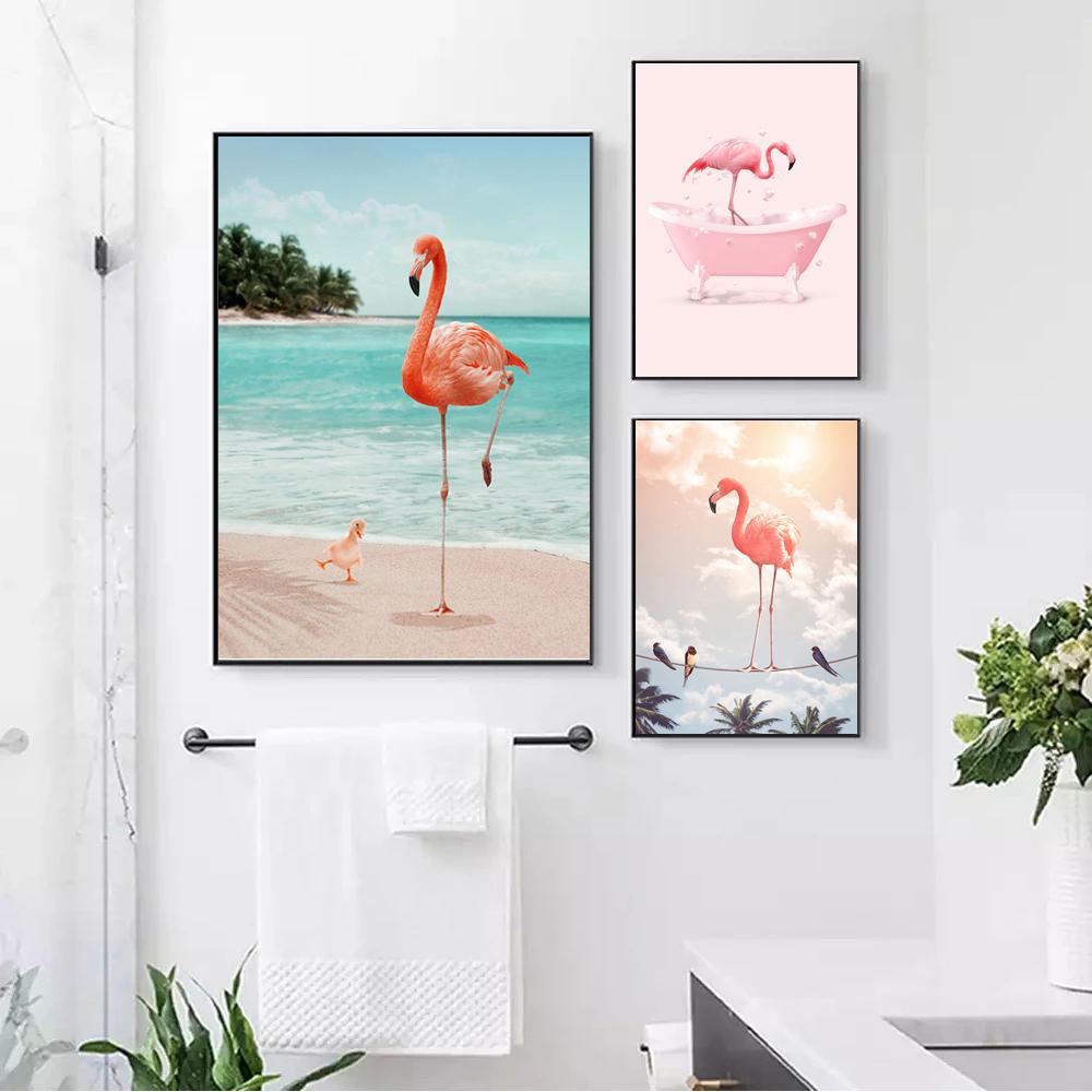 Fashion Style Funny Pink Pretty Flamingo Canvas Painting Posters And Prints Wall Pictures Home Decor For Living Room Bedroom