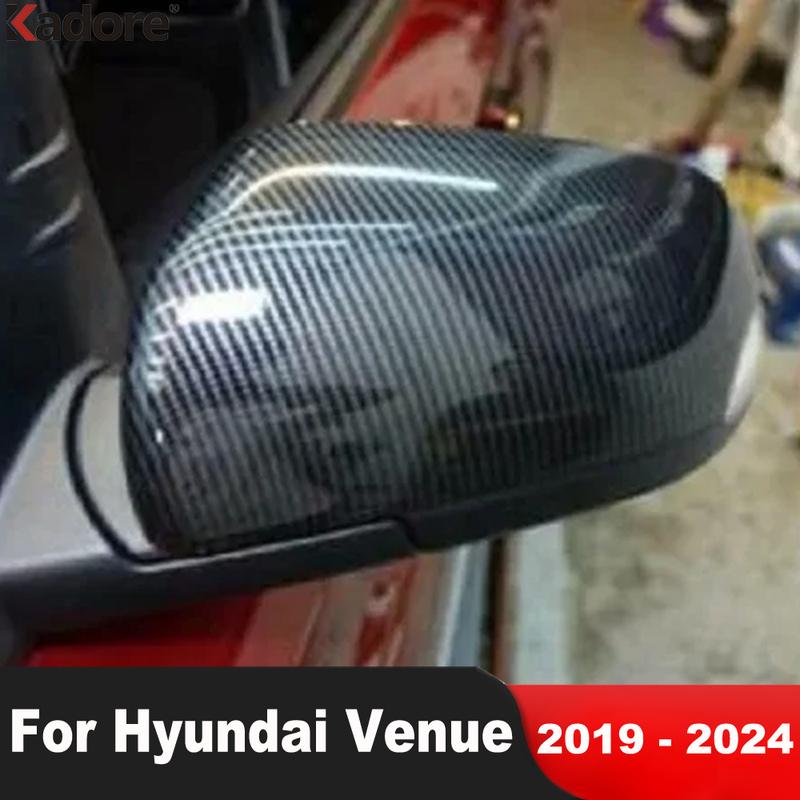 For Hyundai Venue 2024 Carbon Fiber Car Rearview Mirror Cover Trim Side Wing Mirrors Cap Accessories