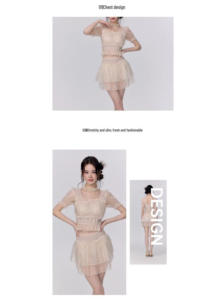 Кружевной раздельный купальник из двух частей 2025: Сексуальное сетчатое летнее платье феи, купальник для женщин