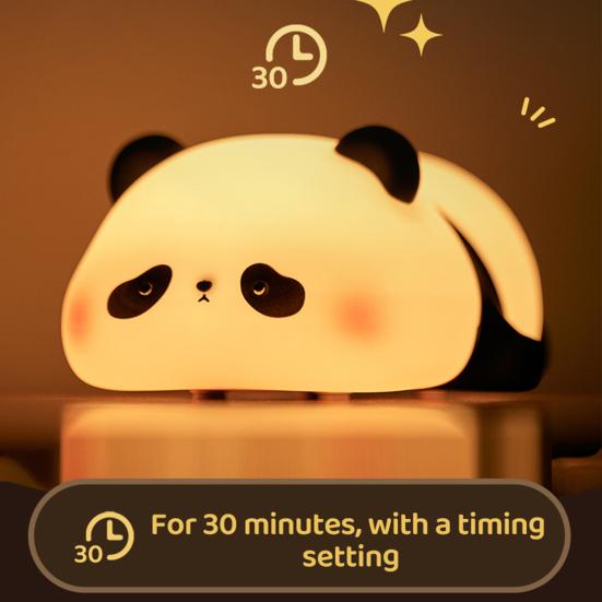 Ночной светильник с милой пандой, новинка, прикроватная лампа с изображением животных и таймером, сенсорное управление, регулируемая силиконовая декоративная лампа