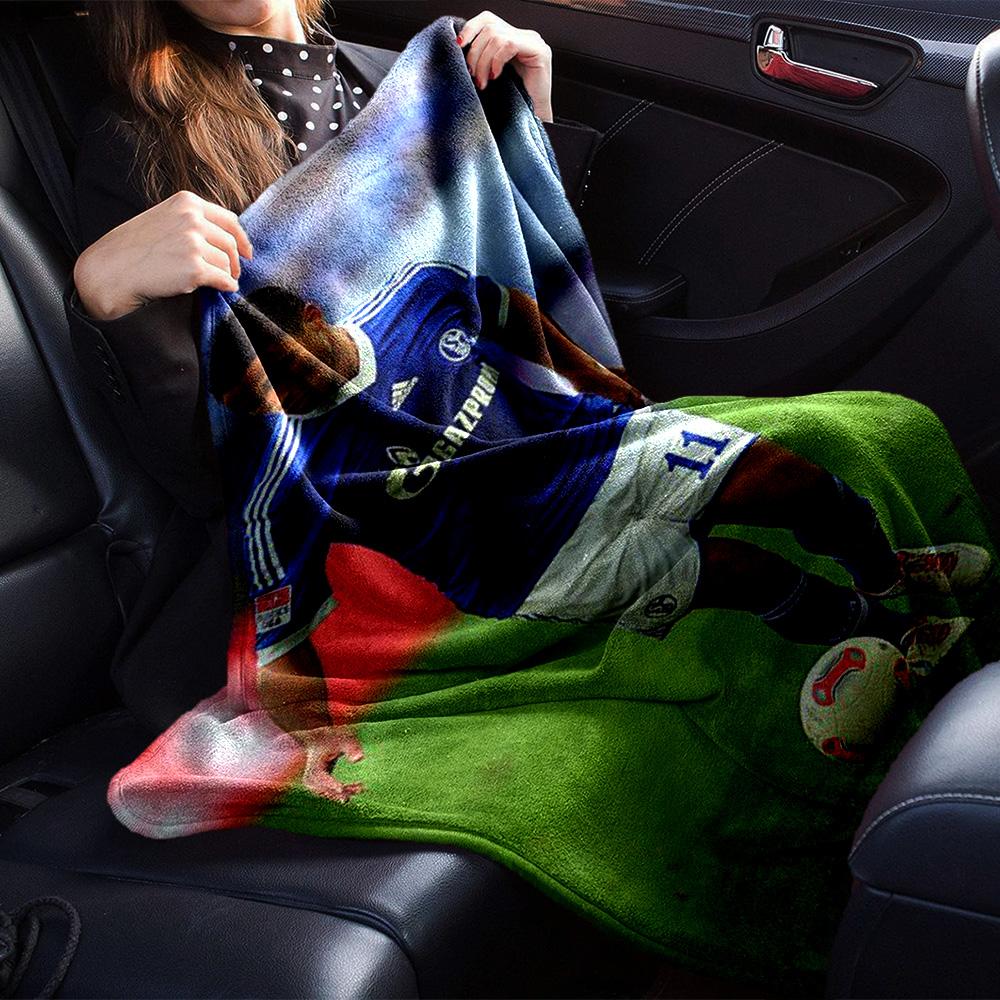 Schalke 04 Soccer Player Flannel Blanket, Blue Jersey #11 Match Print Throw Blanket, Soft Warm Sofa Bed Blanket, Football Fan Gift