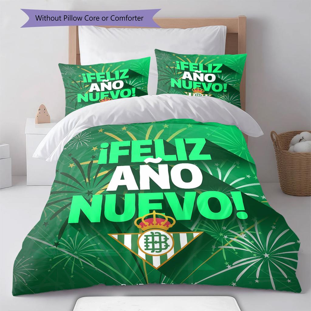 Real Betis Balompié Bedding Quilt Set Quilt Cover Pillowcase Home Decoration Birthday Gift (1 * duvet cover + 2 * pillowcase, without core)