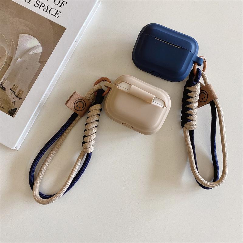 Однотонный браслет-смайлик для защитного чехла AirPods 1-го поколения, 2-го поколения, 1-го поколения Pro1, чехол для Bluetooth-наушников Apple, женский